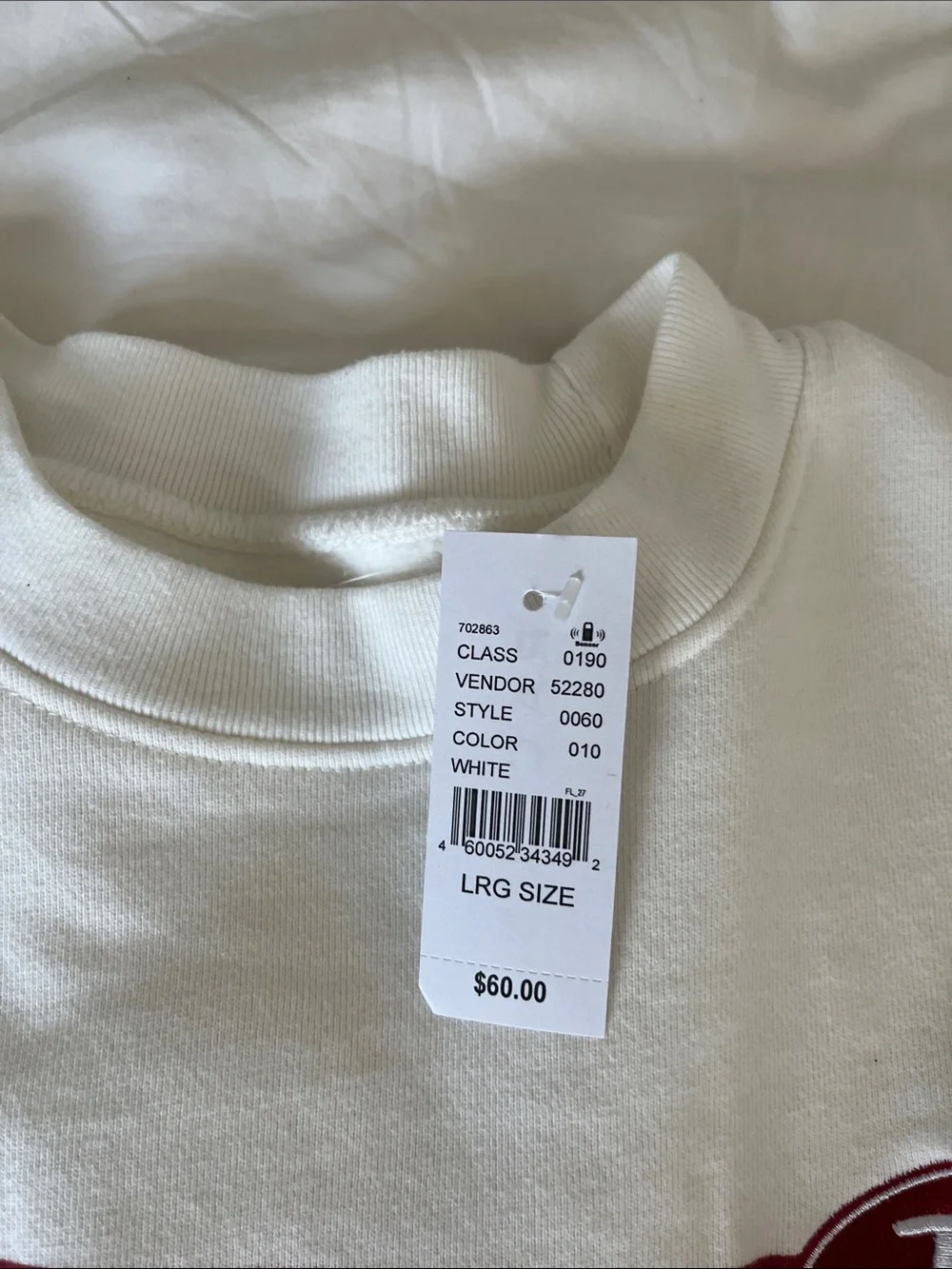 NWT PacSun Cream Crewneck Sweatshirt with Burgundy Stripe Unisex